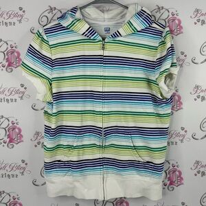 SJB ACTIVE tshirt sweater zip up striped blue green white Striped Hoodie